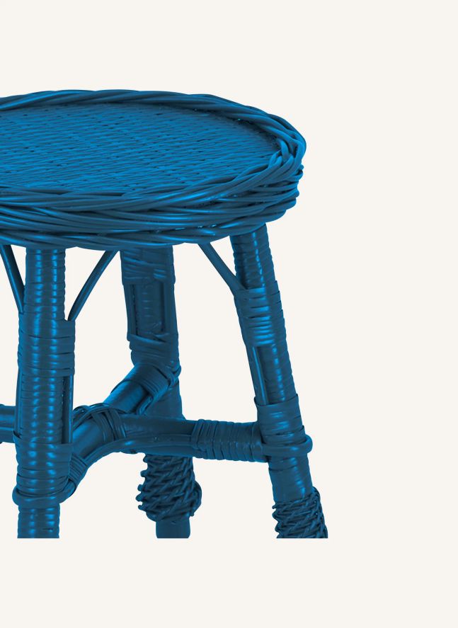 Tabouret en osier tressé Furnas | Bleu