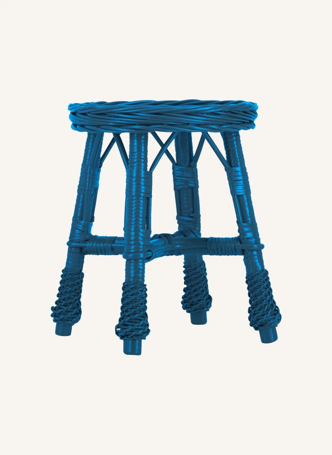 Tabouret en osier tressé Furnas | Bleu