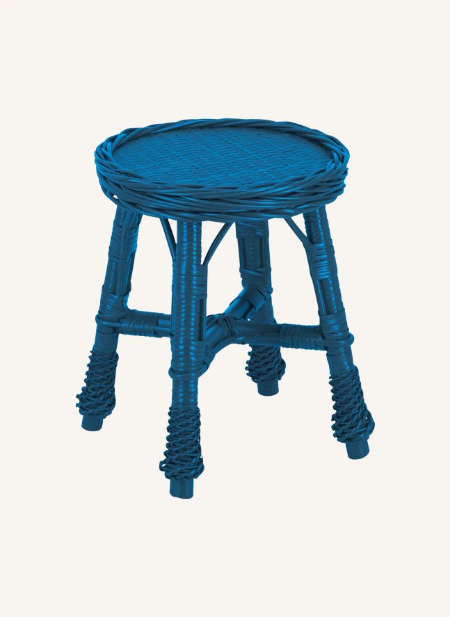 Tabouret en osier tressé Furnas | Bleu