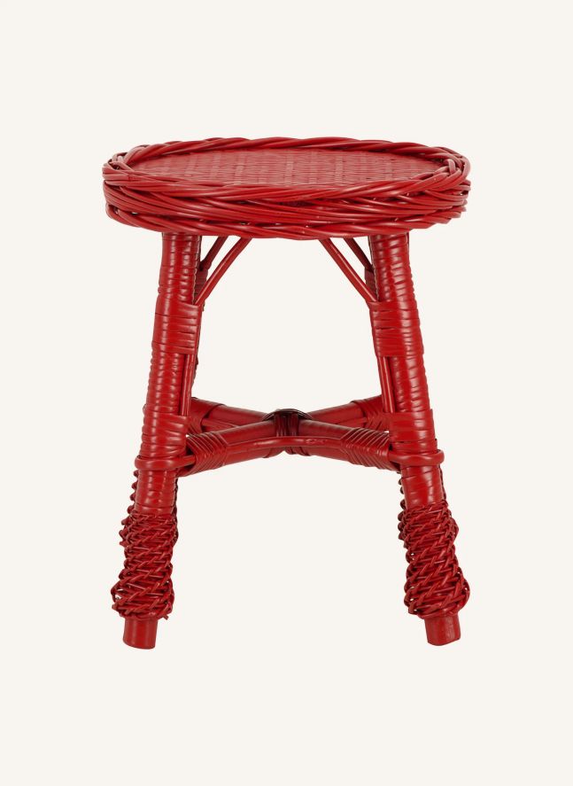 Tabouret en osier tressé Furnas | Rouge