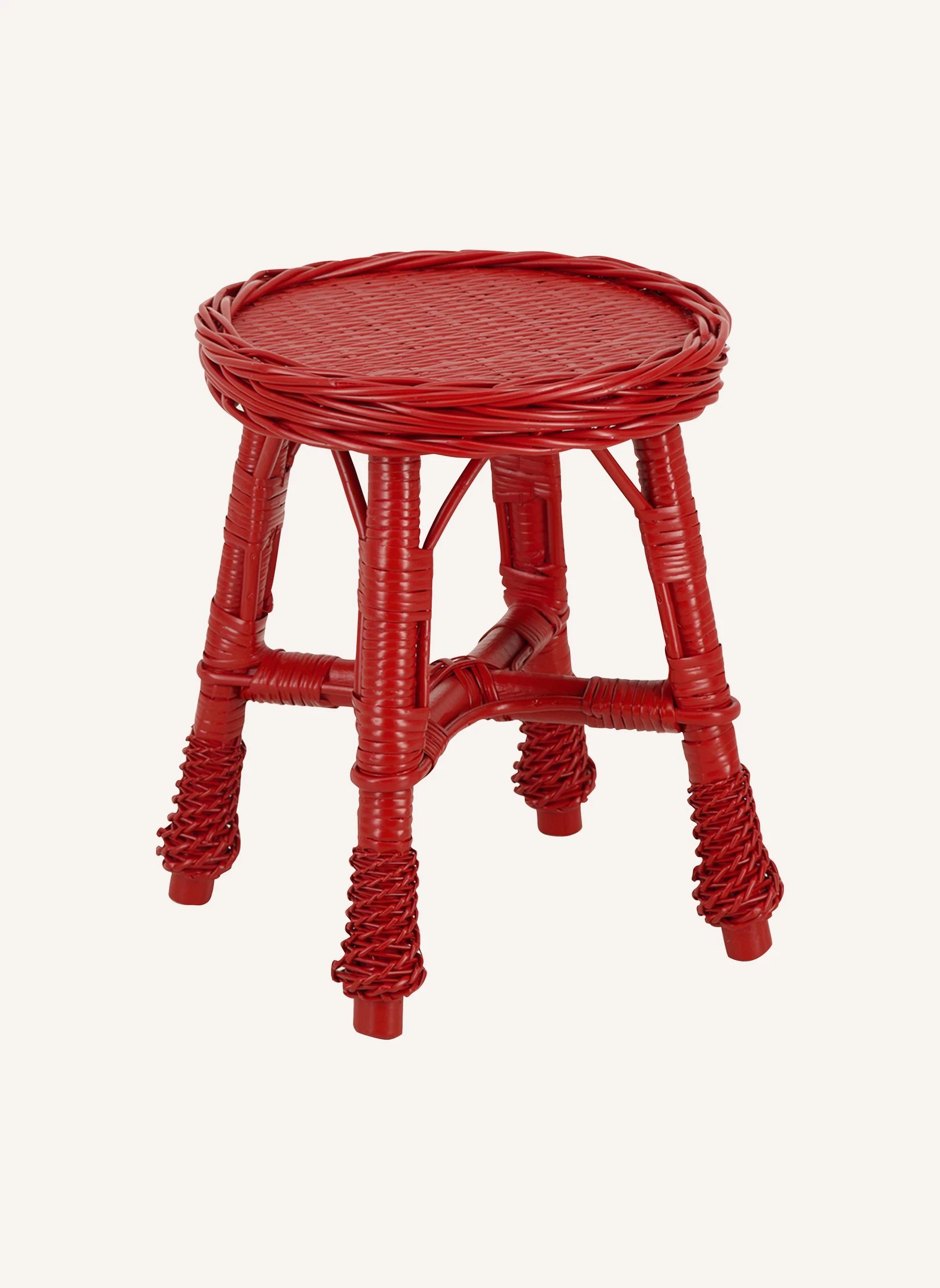 Tabouret en osier tressé Furnas | Rouge- Image produit n°0