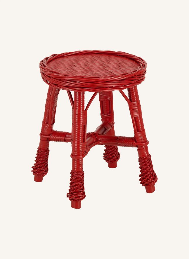 Tabouret en osier tressé Furnas | Rouge