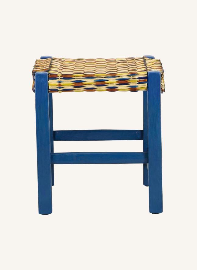 Tabouret en osier tressé Coruche | Bleu