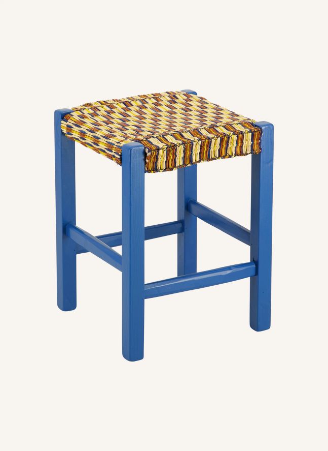 Tabouret en osier tressé Coruche | Bleu
