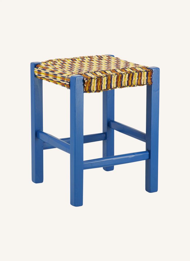 Tabouret en osier tressé Coruche | Bleu