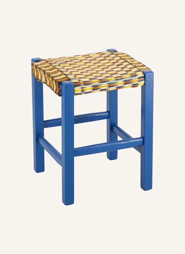 Tabouret en osier tressé Coruche | Bleu
