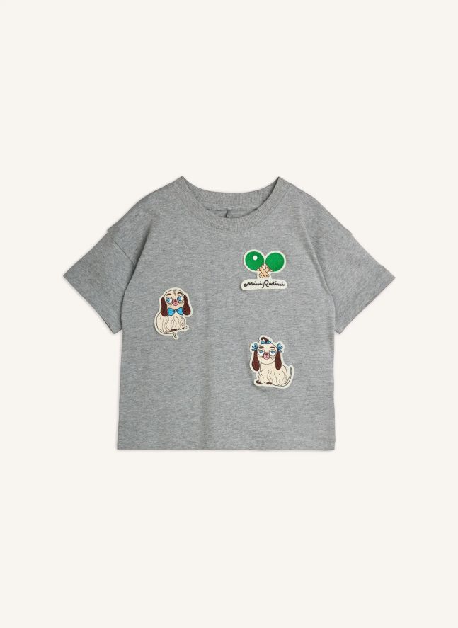 T-shirt Patchs Animaux Coton Bio | Gris chiné