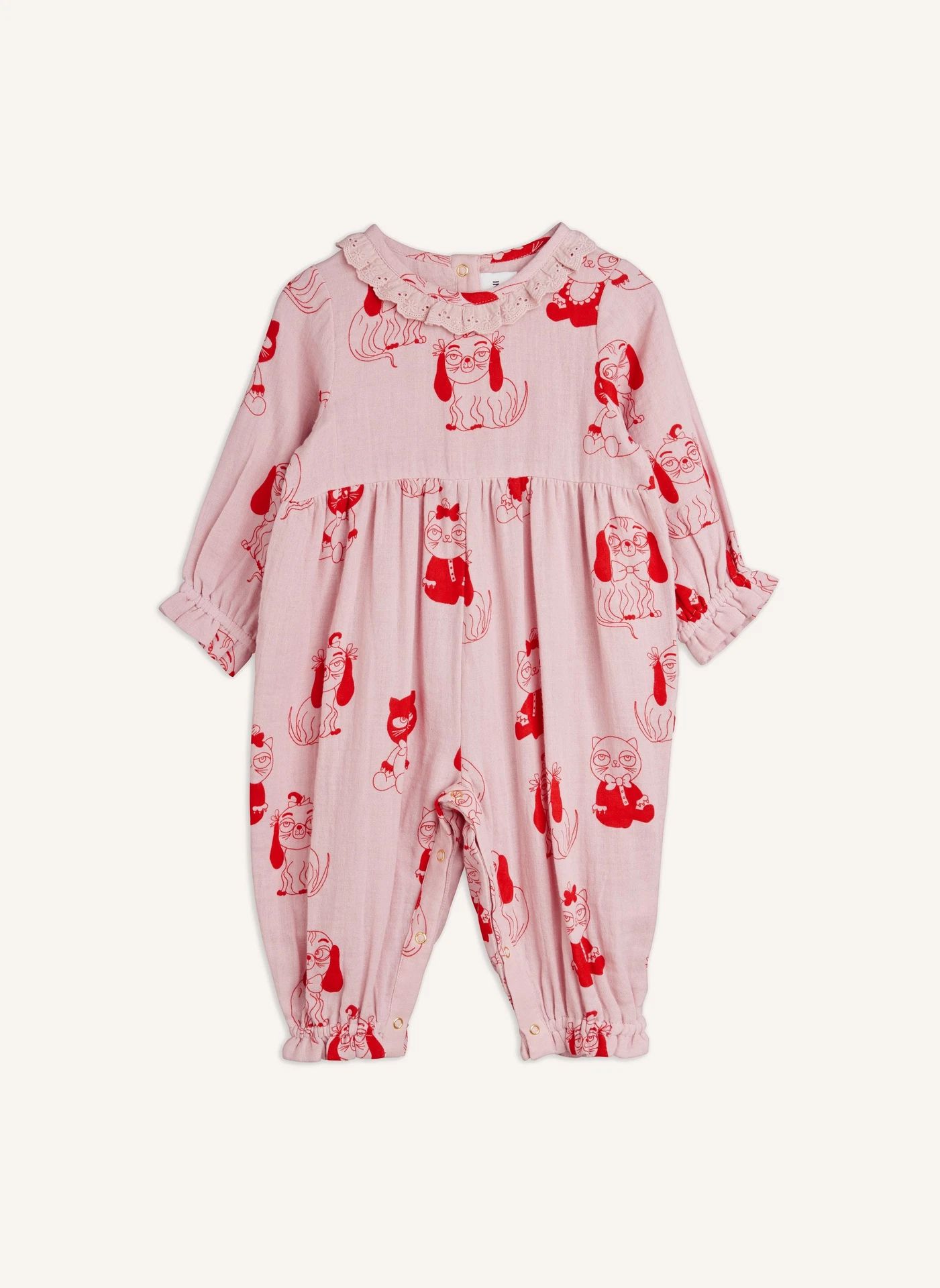 Combinaison Animaux Coton Bio | Rose- Image produit n°0
