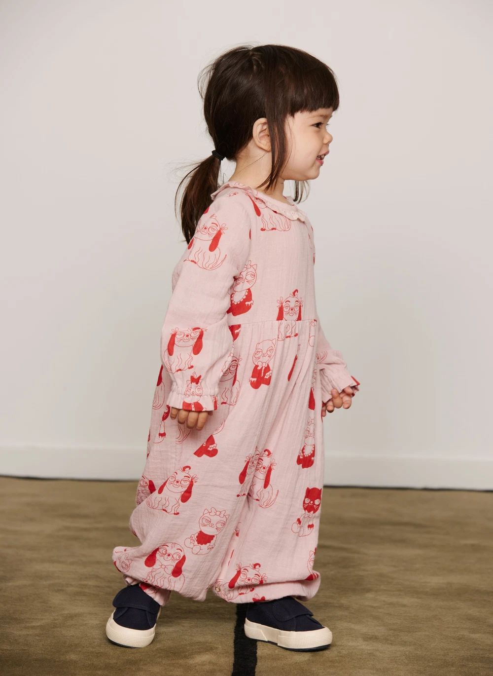 Combinaison Animaux Coton Bio | Rose- Image produit n°1