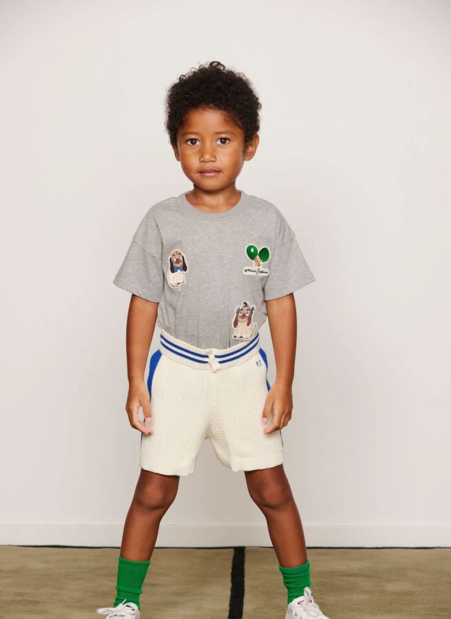 T-shirt Patchs Animaux Coton Bio | Gris chiné