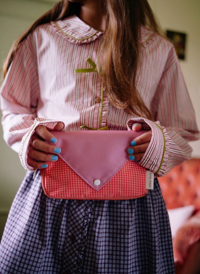 Sac Banane Small Envelope Carreaux | Rose poudré