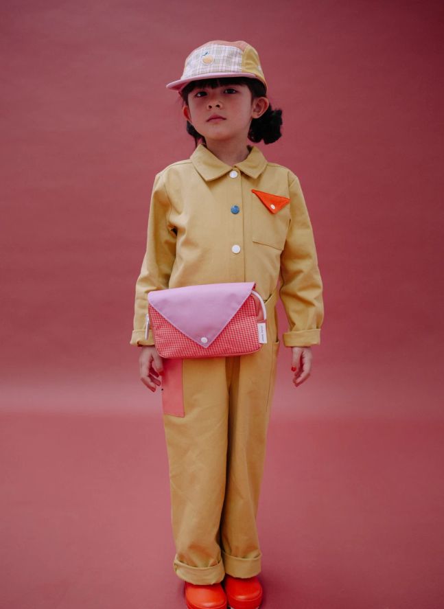 Sac Banane Small Envelope Carreaux | Rose poudré