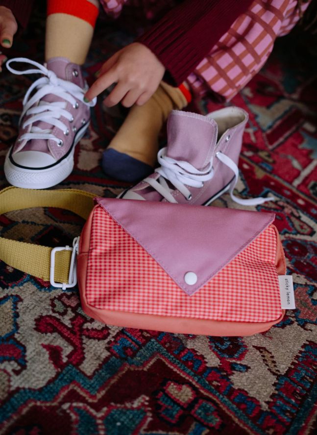 Sac Banane Small Envelope Carreaux | Rose poudré