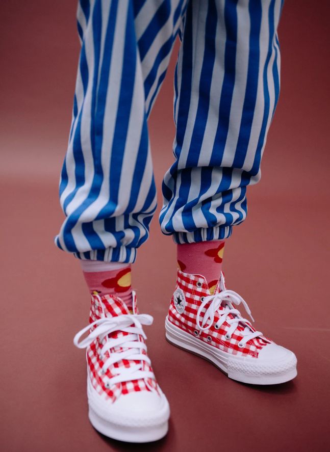 Chaussettes Fleurs | Rose poudré