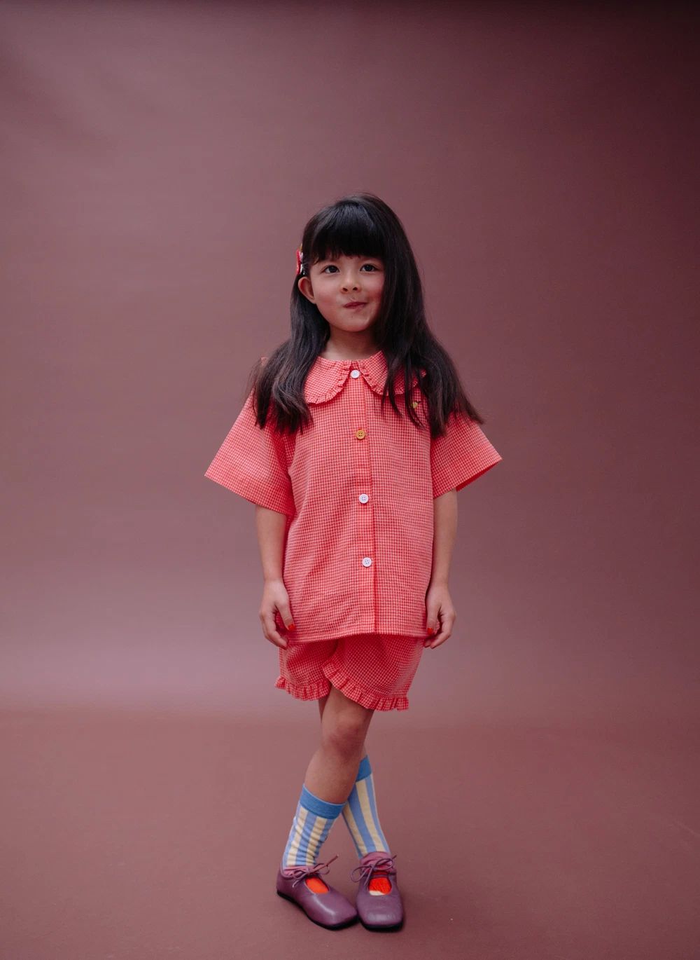 Blouse Citron Petits Carreaux | Corail- Image produit n°1