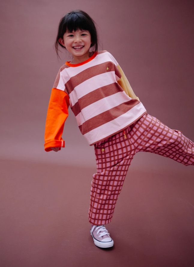 Jogger Citron Carreaux | Rose poudré