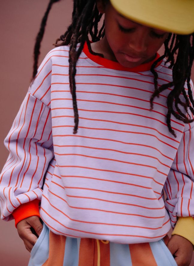 Pull Ecusson Sticky Lemon Rayé | Bleu pâle