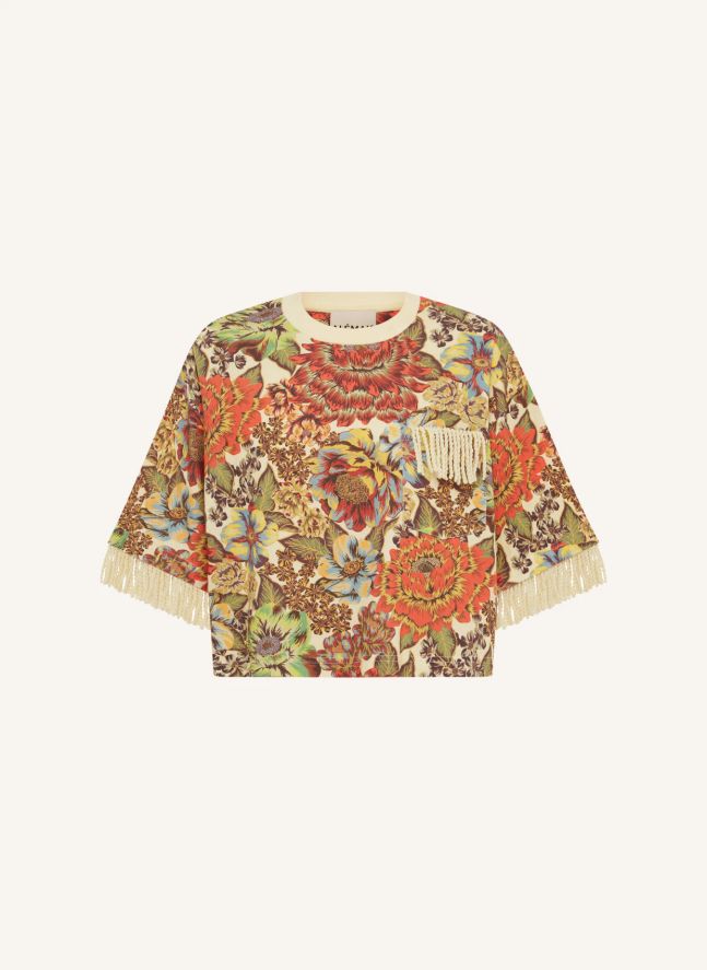 T-shirt Cropped Lana Coton | Orange