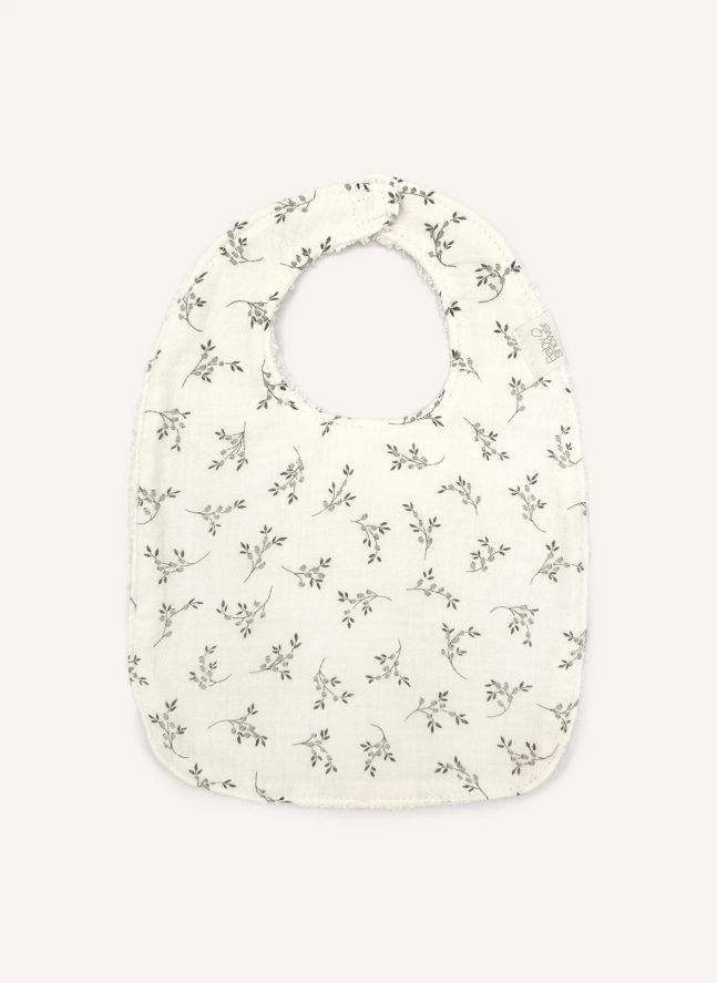 Bavoir Olive Bloom | Ecru