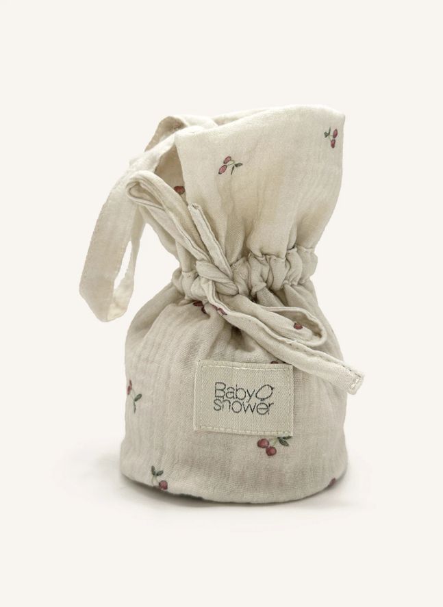 Pochette pour tétines Cherries | Ecru