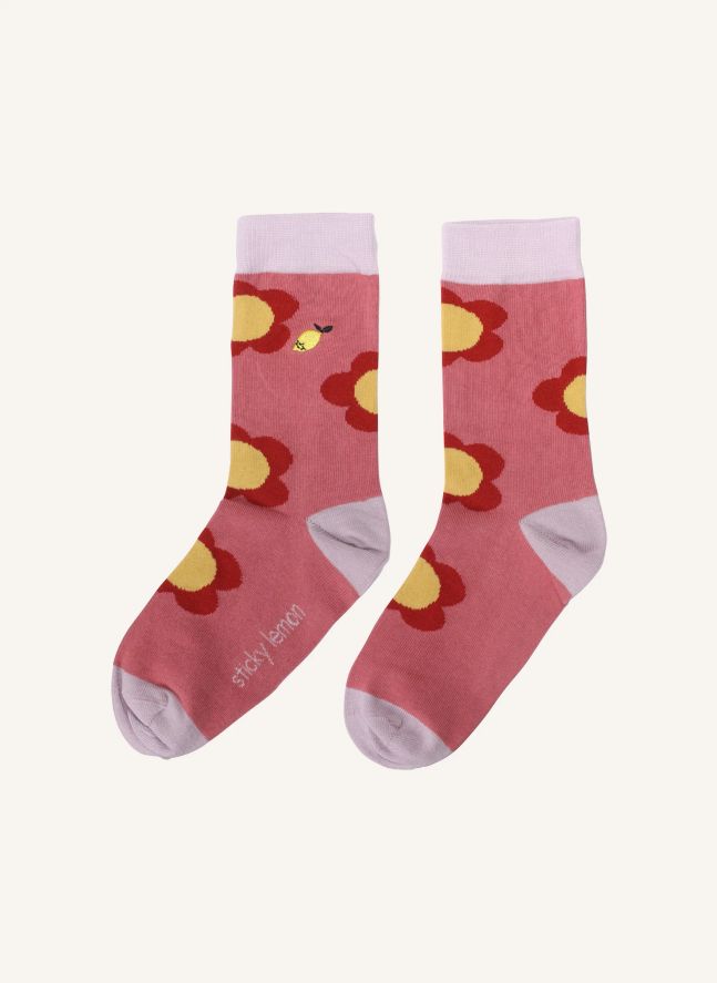 Chaussettes Fleurs | Rose poudré