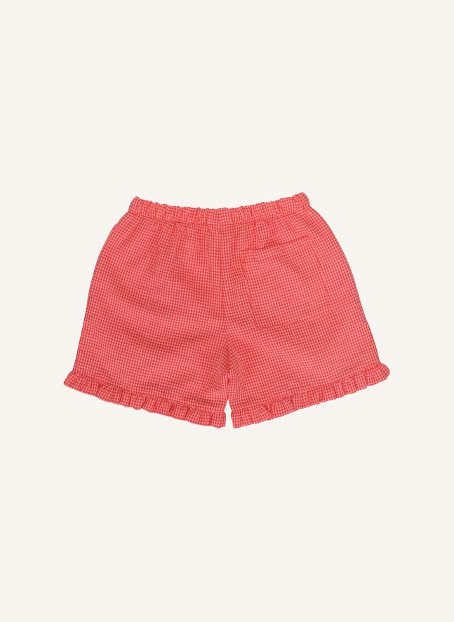 Short Citron Volants Carreaux | Corail