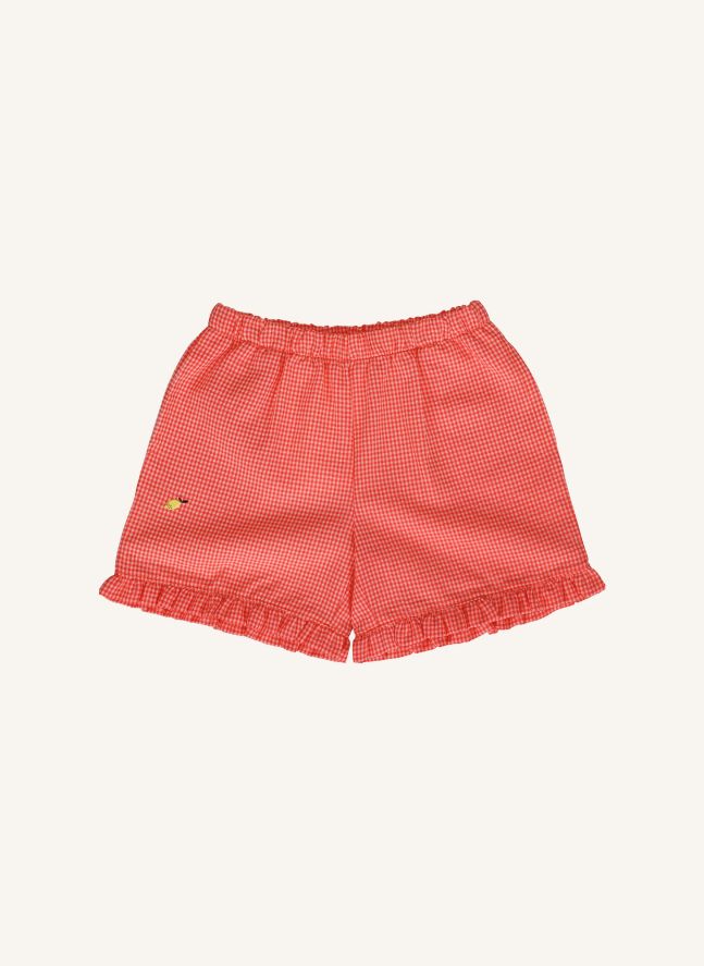 Short Citron Volants Carreaux | Corail