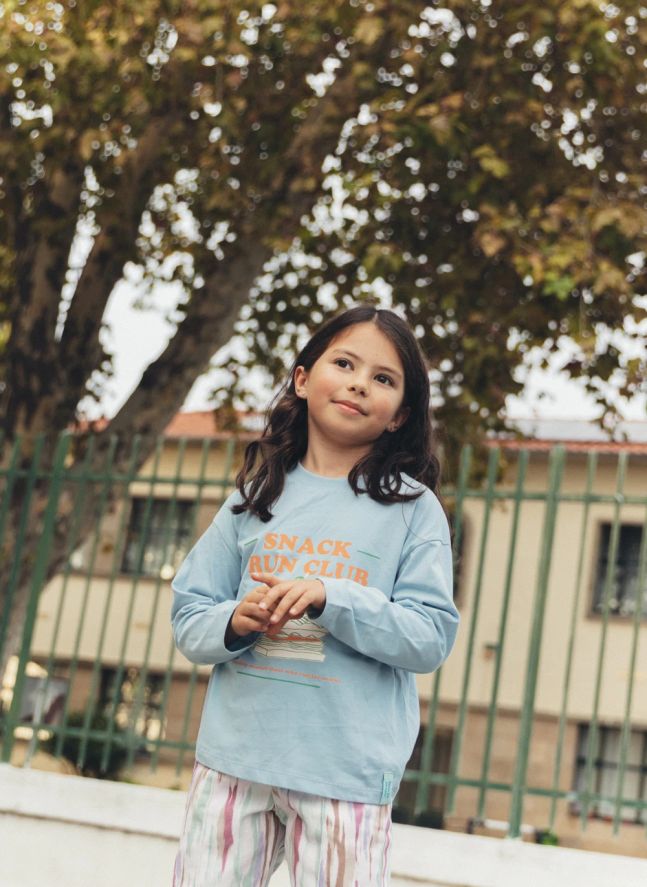 T-shirt Jukebox Snack Run Club Coton Bio | Bleu