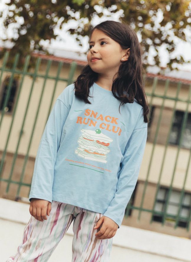T-shirt Jukebox Snack Run Club Coton Bio | Bleu