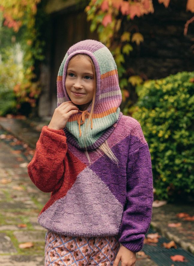 Cagoule Mainstreet Rayée Laine et Cachemire | Rose