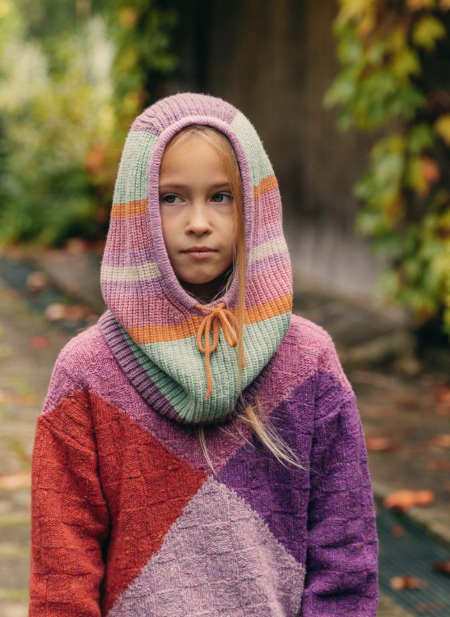 Cagoule Mainstreet Rayée Laine et Cachemire | Rose