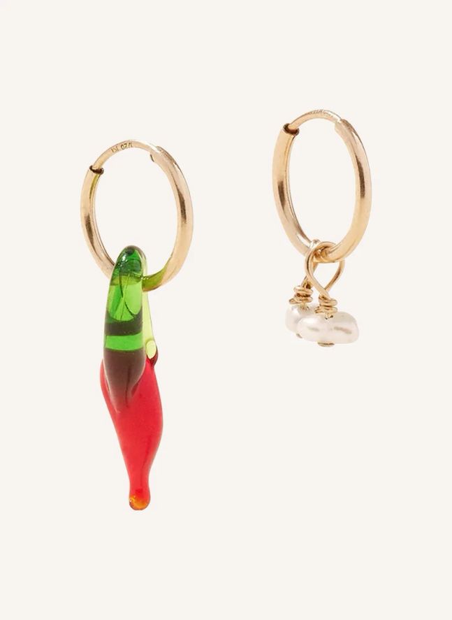 Boucles d'Oreilles Piment et Nacre | Rouge