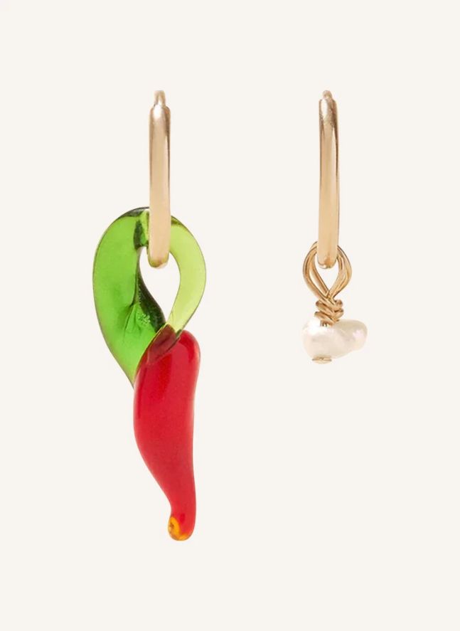 Boucles d'Oreilles Piment et Nacre | Rouge