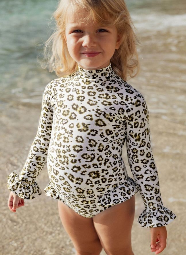 Maillot de Bain Anti-UV Savanna Léopard | Ecru