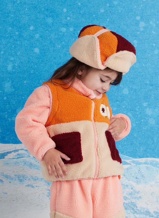 Veste Façon Sherpa Manches Amovibles | Rose pâle