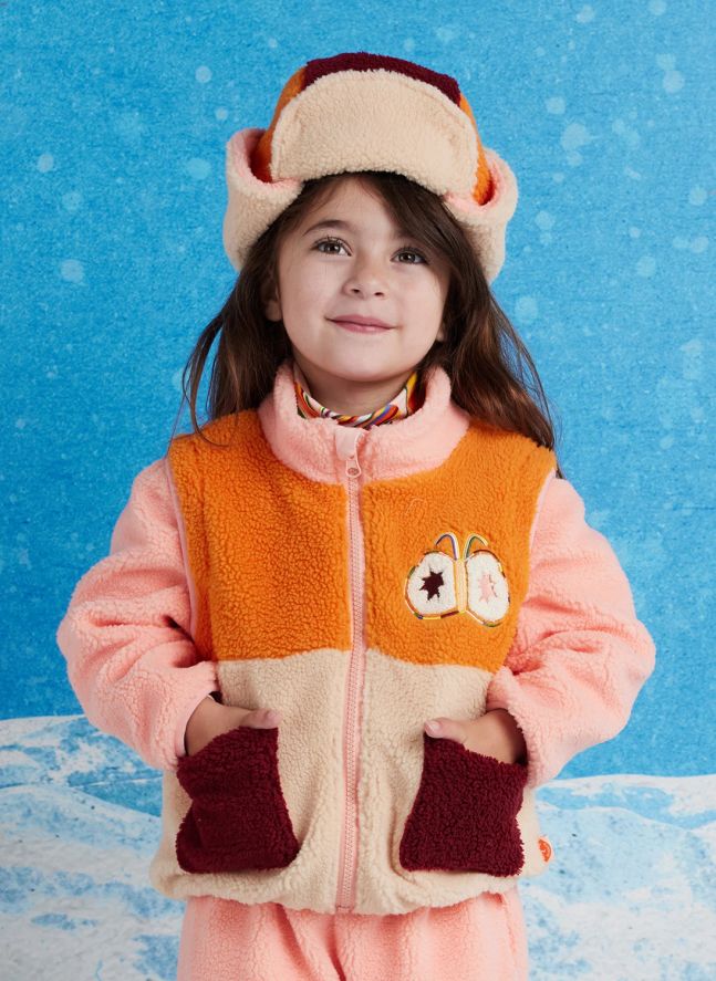 Veste Façon Sherpa Manches Amovibles | Rose pâle