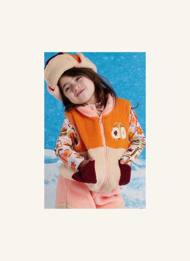 Veste Façon Sherpa Manches Amovibles | Rose pâle