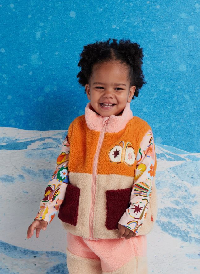 Veste Façon Sherpa Manches Amovibles | Rose pâle