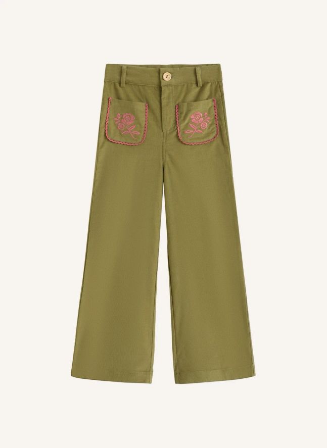 Serena Embroidered Pocket Pants | Olive