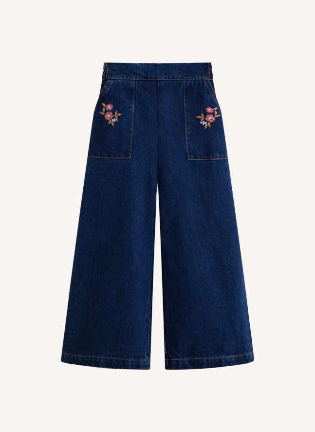 Jean Poches Brodées Kona | Bleu