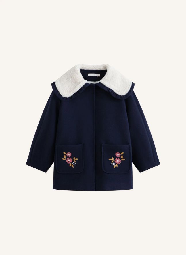 Manteau Brodé Nancy | Bleu marine