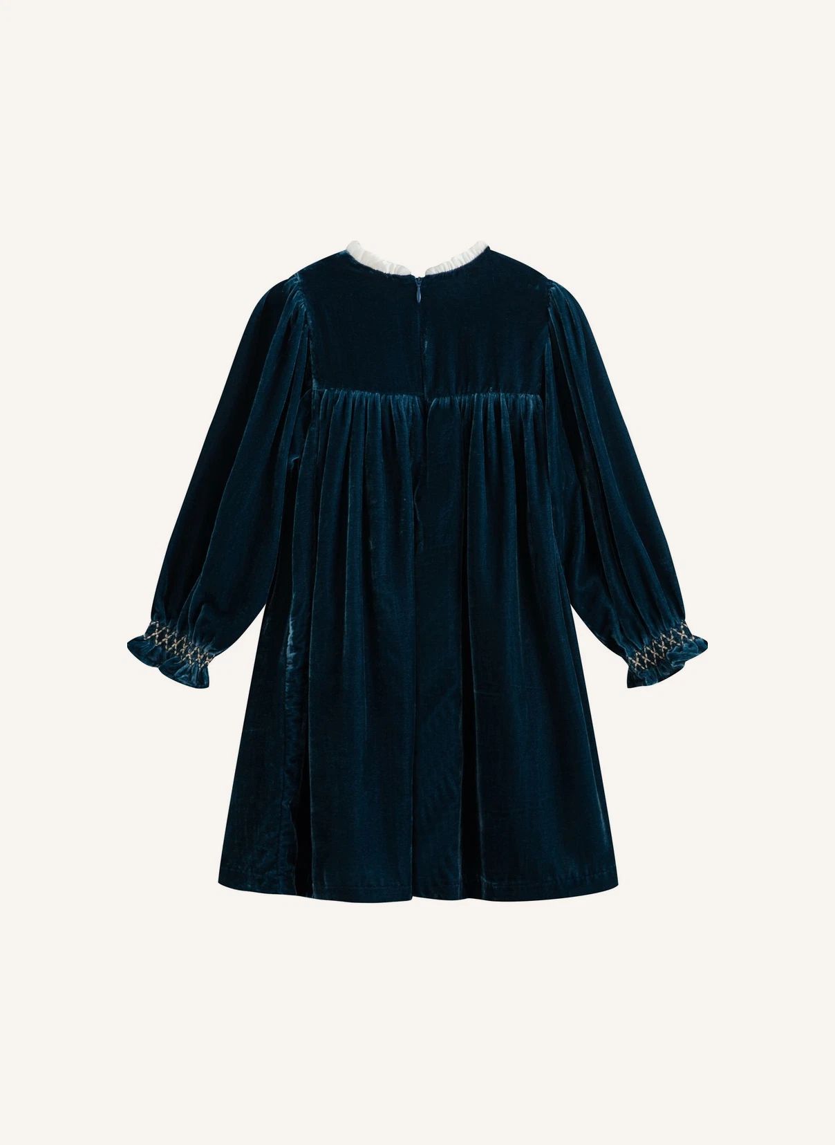 Robe Smockée Silvia Velours | Bleu marine- Image produit n°5