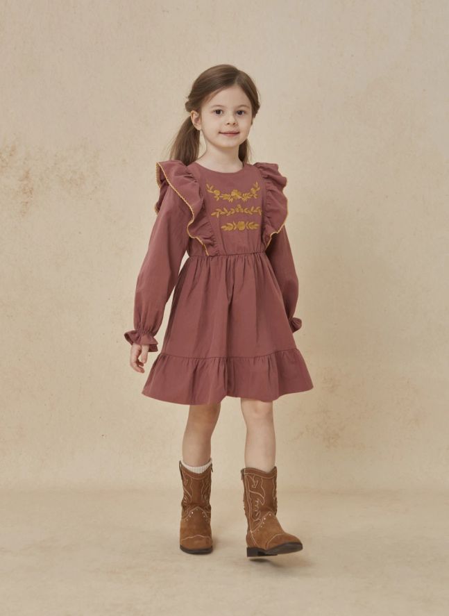 Embroidered Dove Dress | Dusty Pink
