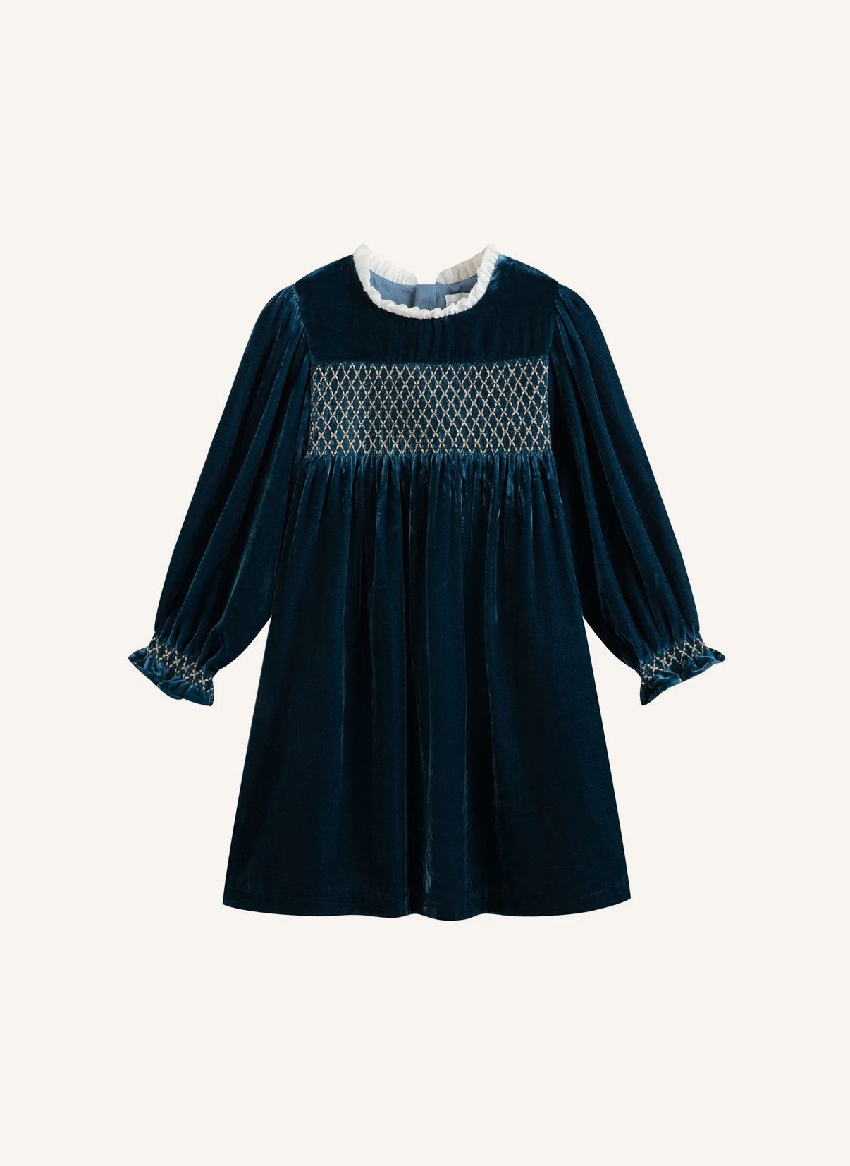 Robe Smockée Silvia Velours | Bleu marine- Image produit n°0
