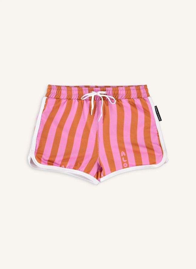 Short de Bain Anti-UV Aloha Stripes Trunk Fibres Recyclées | Rose