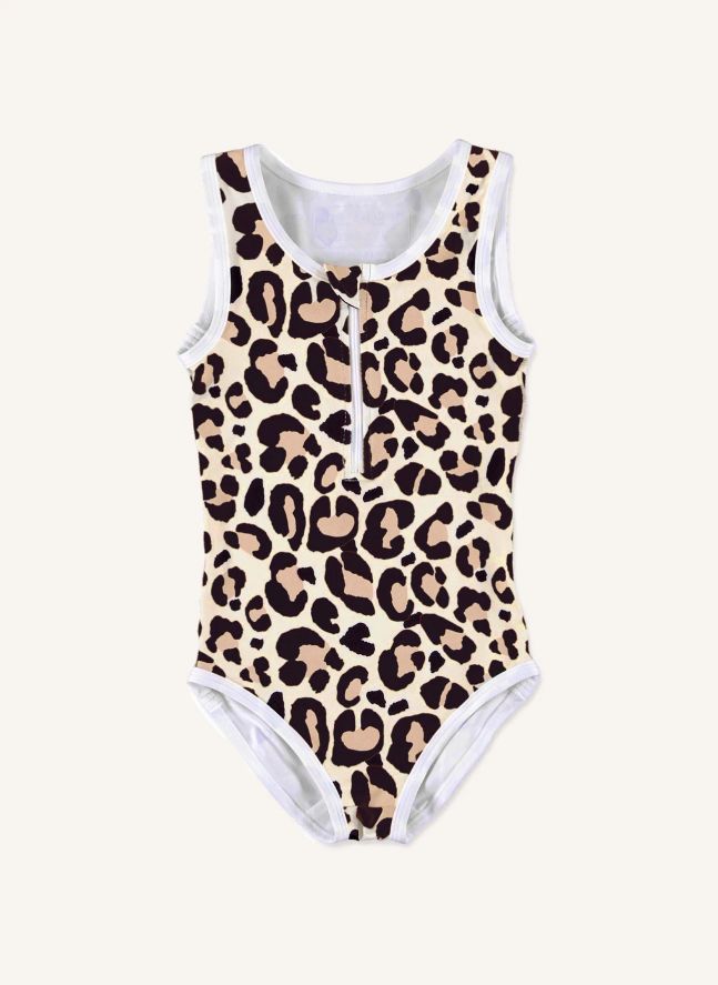 Maillot 1 Pièce Anti-UV Leopard Shark Fibres Recyclées | Ivoire