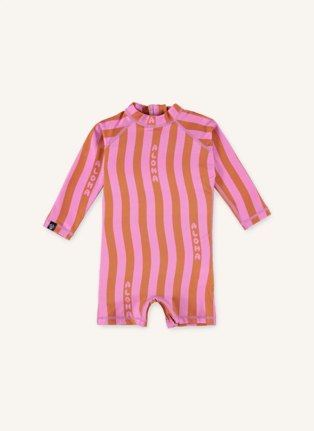 Mono Aloha Stripes Protección UV Fibras Recicladas  | Rosa
