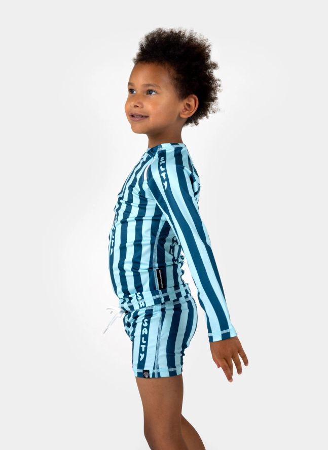Short de Bain Anti-UV Salty Stripes Fibres Recyclées | Bleu marine