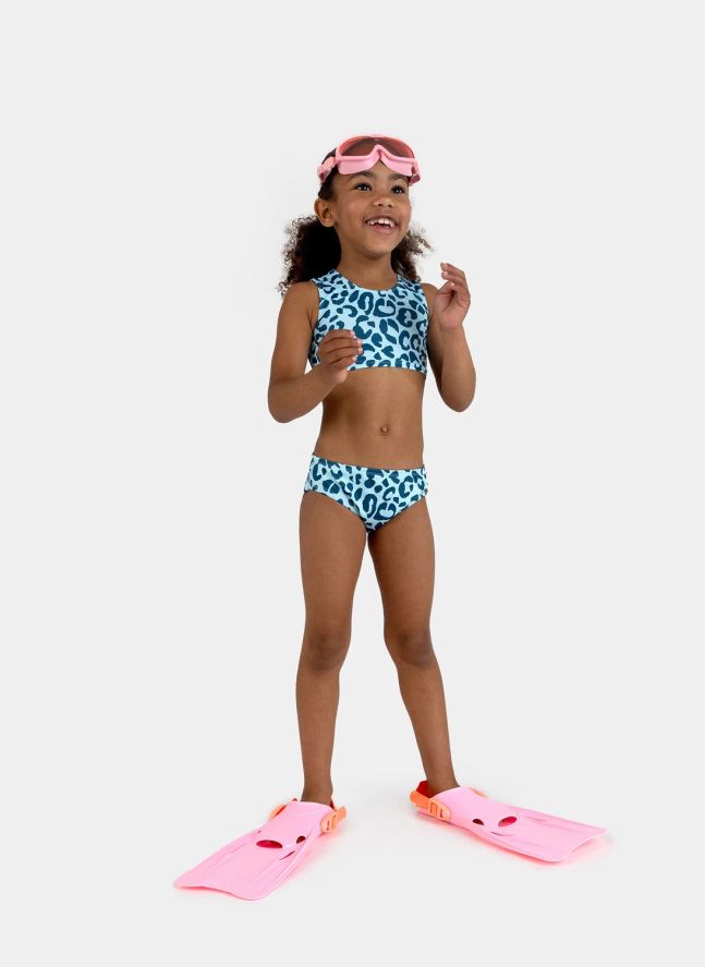 Maillot de Bain 2 Pièces Anti-UV Ocean Leopard Fibres Recyclées | Bleu