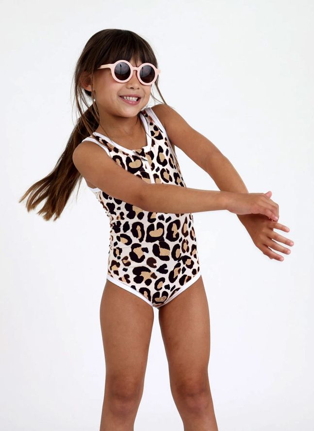 Maillot 1 Pièce Anti-UV Leopard Shark Fibres Recyclées | Ivoire